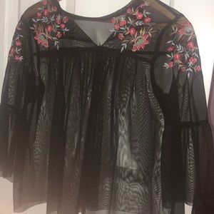 Floral mesh top